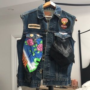 denim biker vest